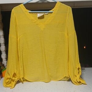 Anthropologie Bright Yellow V-Neck Blouse